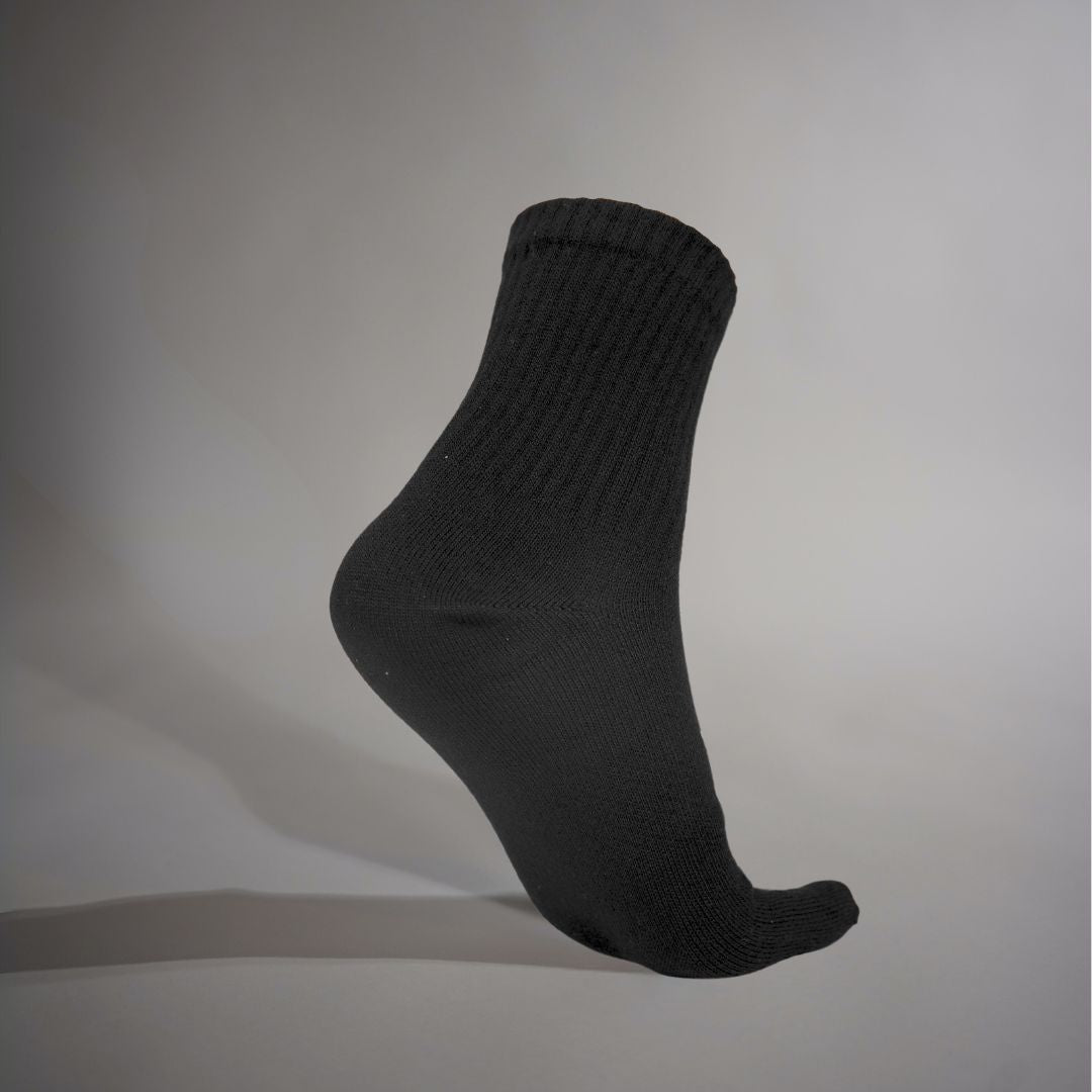 Midweight Mid Crew Toe Socks BLACK