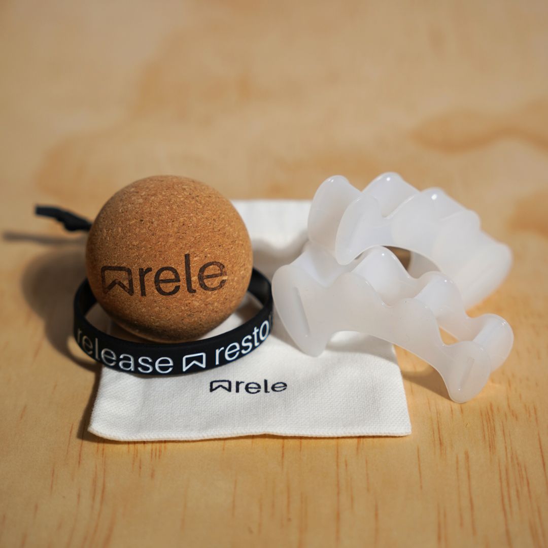 Complete foot care kit that includes toe spacers, massage ball and resistance band