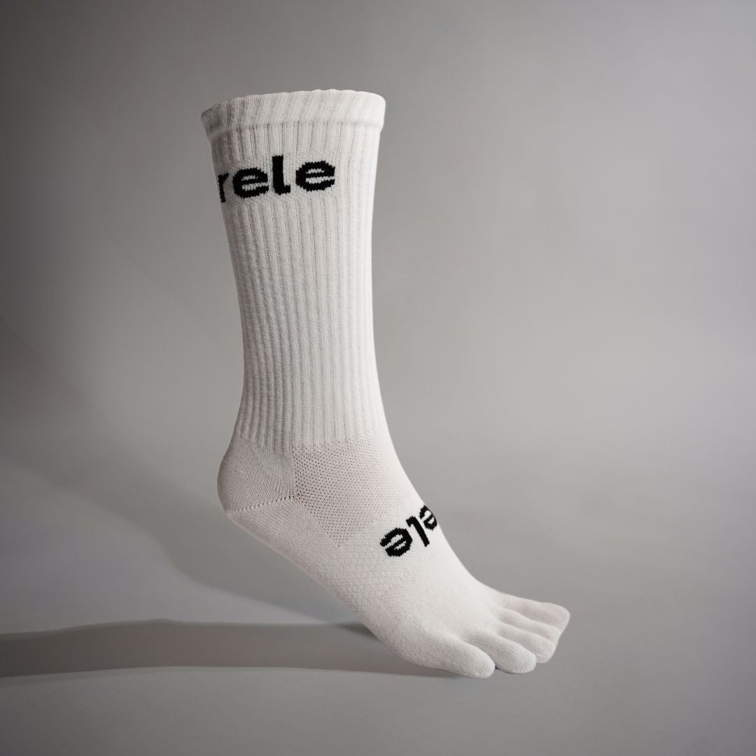 Midweight Crew Toe Socks WHITE