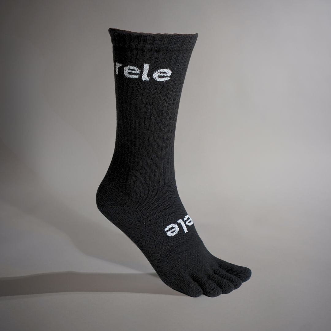 Midweight Crew Toe Socks BLACK