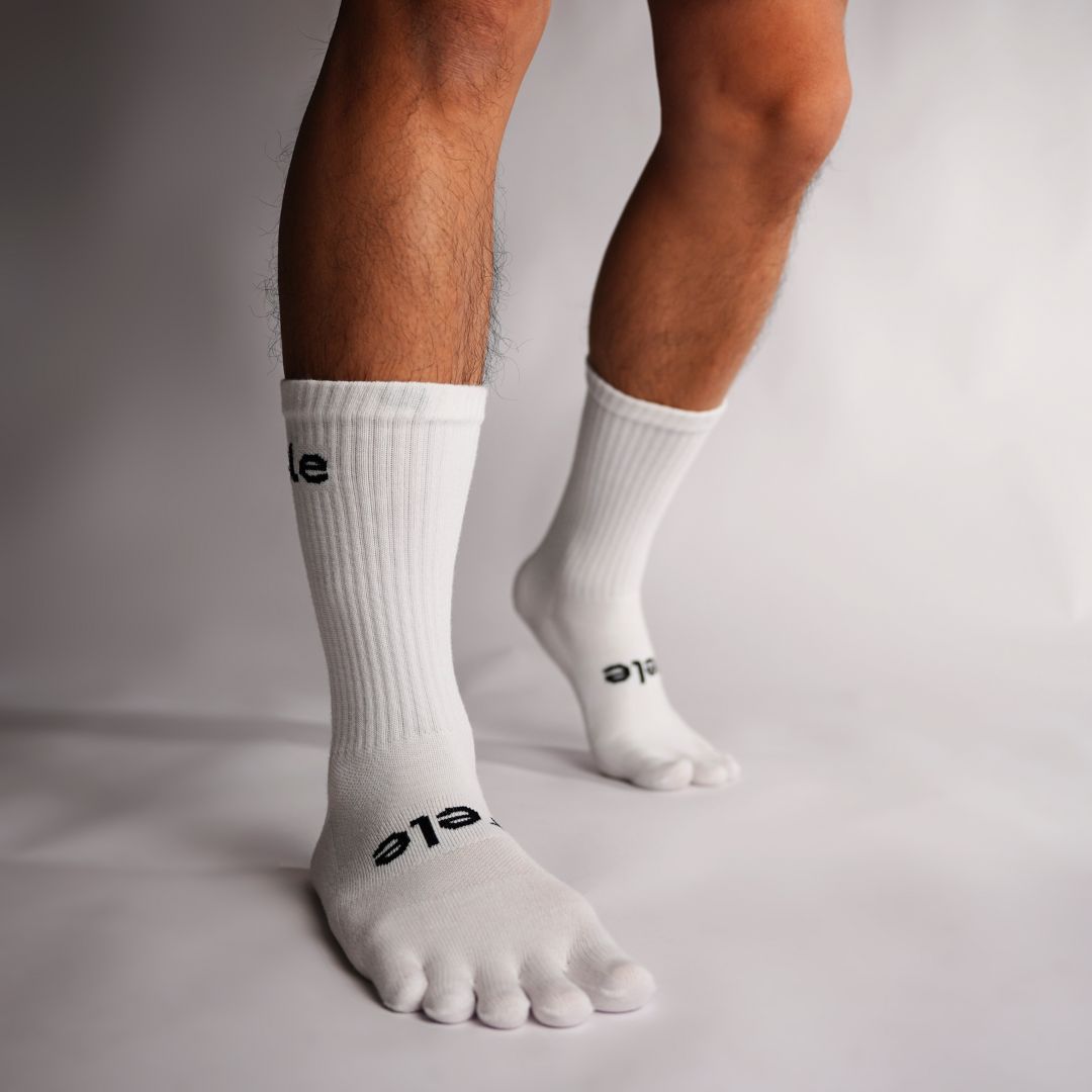 Midweight Crew Toe Socks WHITE